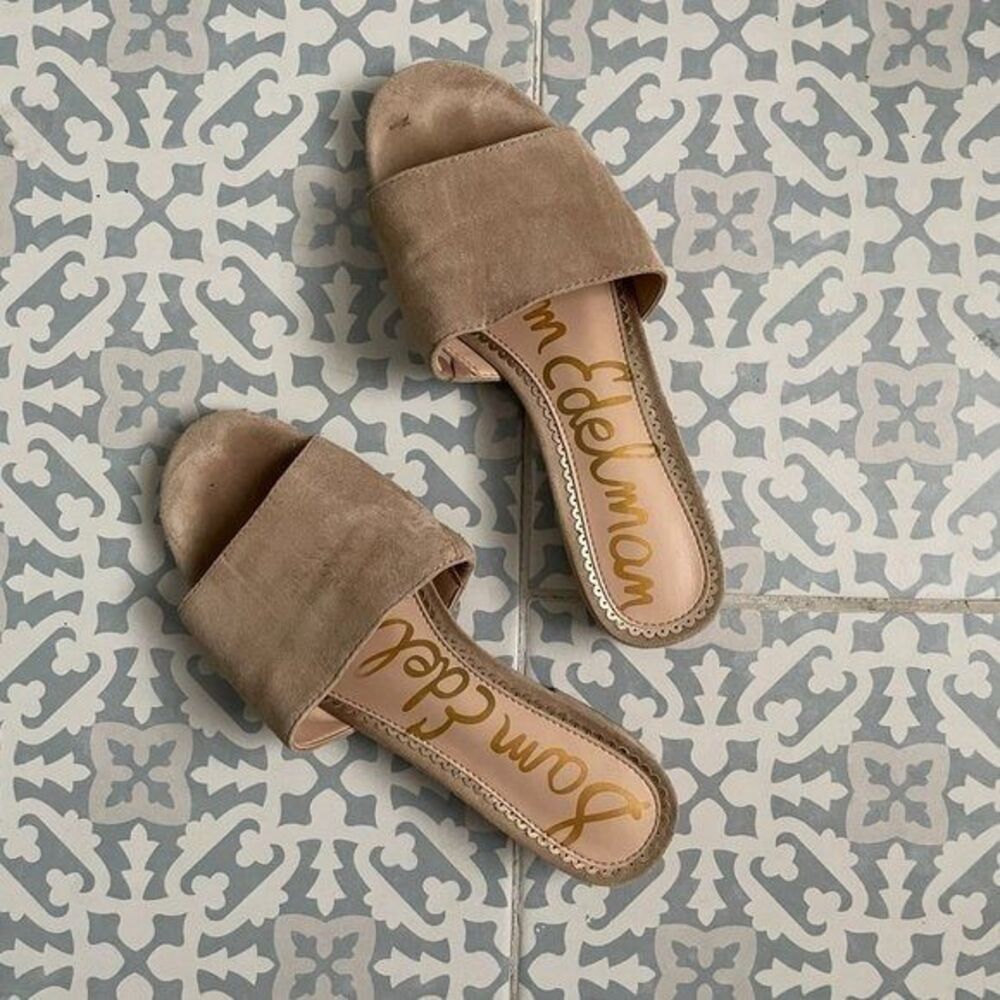 Sam Edelman Nude Suede Slides - Picture 2 of 2